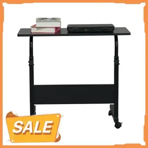 KAAYEE 27"-39"Height Adjustable Rolling Sewing Table Computer Desk for Sofa,Bedroom,Black