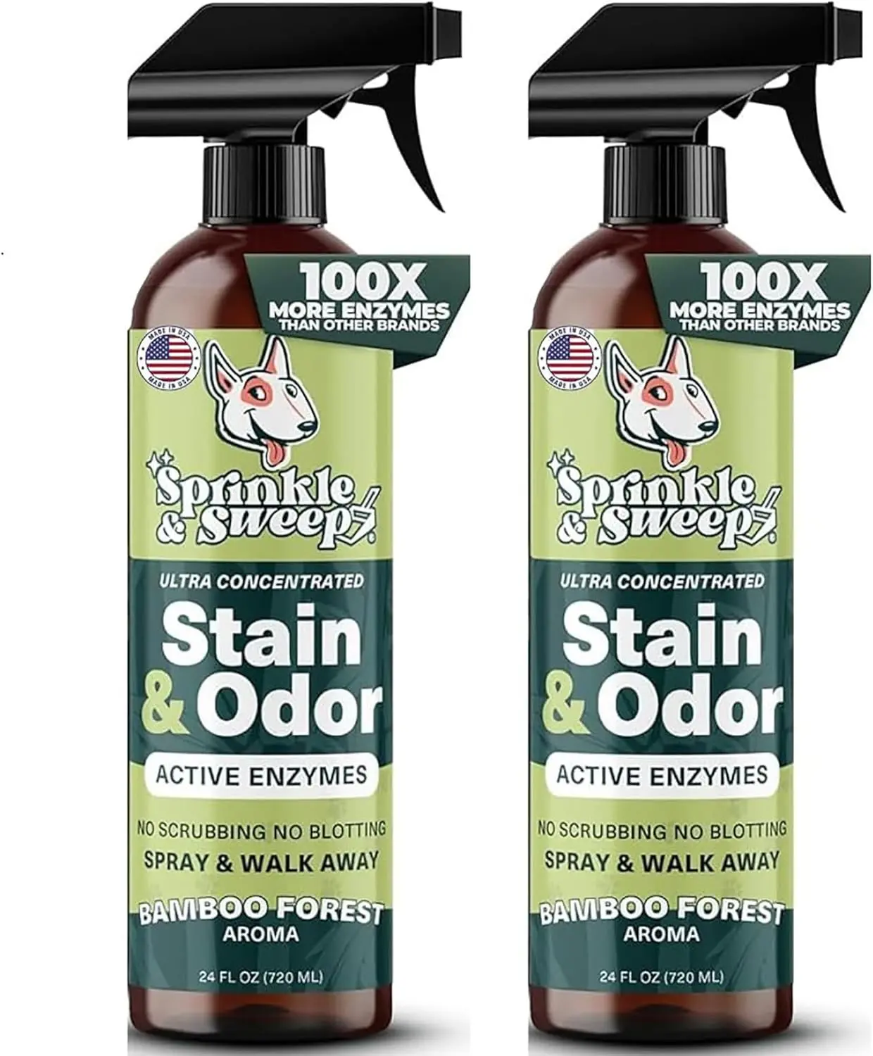 Sprinkle & Sweep: Pet Stain & Odor Enzyme Spray - 24oz, 2 Pack - No Scrubbing Concentrated Formula, Dog & Cat Urine Destroyer, Carpet Spot Cleaning