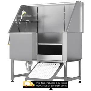 【2 Packages Shipping】YODOLLA Professional Stainless Steel Dog Washing Station for Large, Medium, and Small Dogs, Height Adjustable,  50”