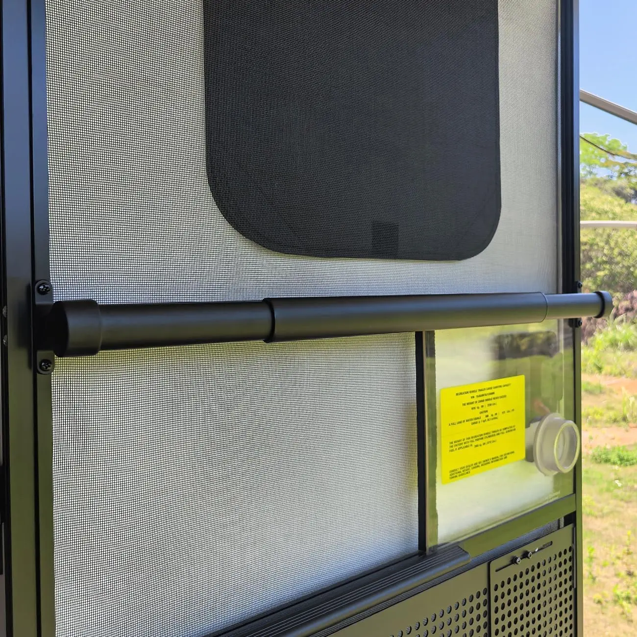 RV Screen Door Handle Grab Bar- Adjustable Camper Screen Door Crossbar Accessories for Trailer RV Entry Support- Sturdy Push Protector for Easy Exit Assist and Pull Grip- Black