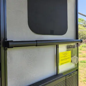 RV Screen Door Handle Grab Bar- Adjustable Camper Screen Door Crossbar Accessories for Trailer RV Entry Support- Sturdy Push Protector for Easy Exit Assist and Pull Grip- Black