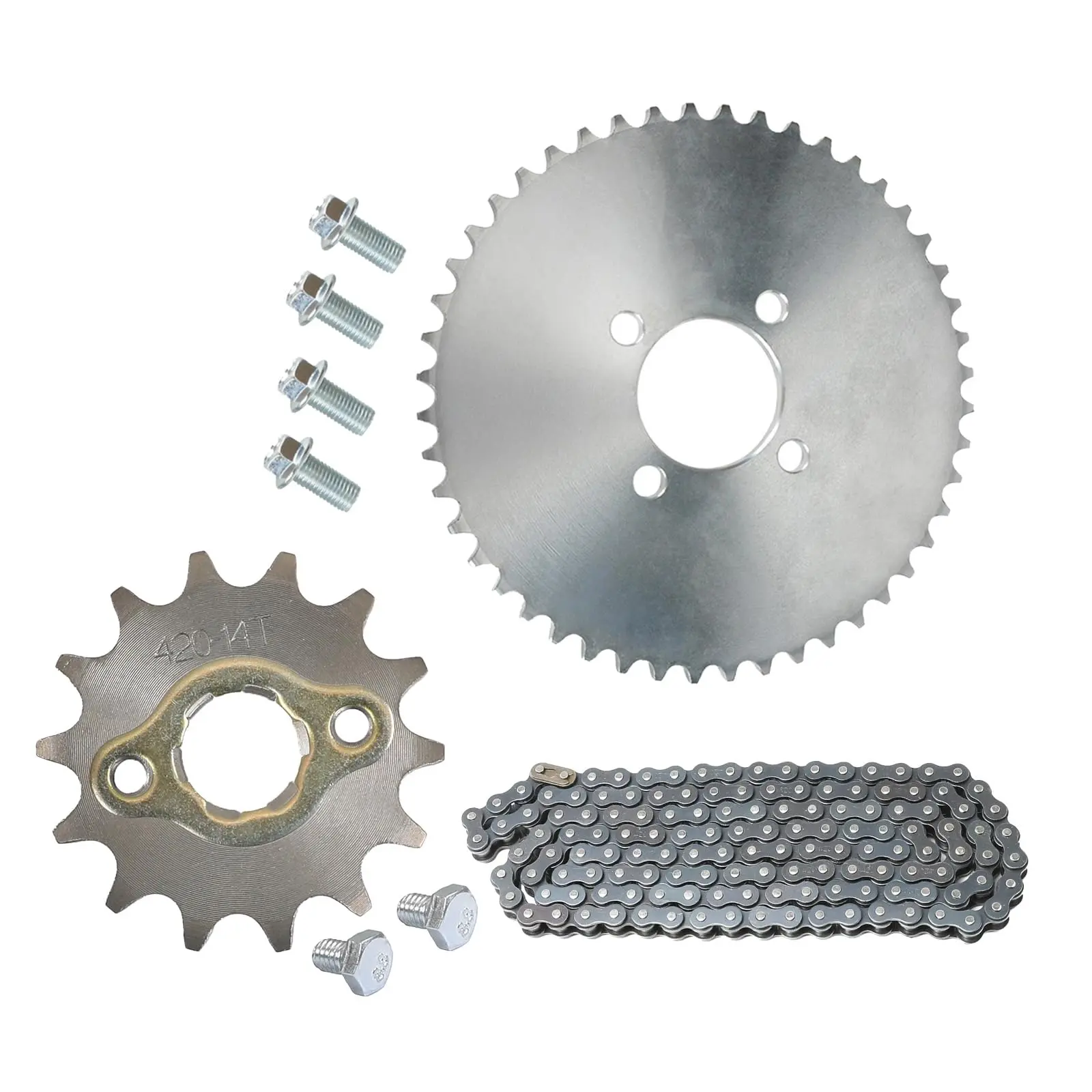 420 140 Links Drive Chain with 48T Chain Sprocket and Engine Sprocket Kit Replacement Part for Pit Dirt Bike Scooter Apollo Motorcycle Go Kart Quad ATV Buggy 110cc 125cc 140cc