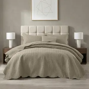 3-Piece Quilted Bedspread Set – Leaf / Floral Designs, Soft & Breathable Microfiber Coverlet with Sham Pillowcase, Light & Comfy Bedding for Any Season (Twin, Queen, King, California King)