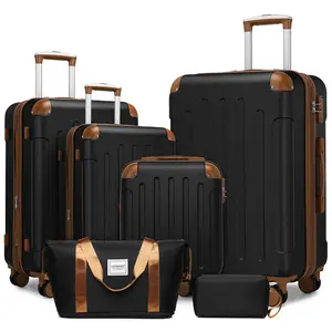 6-Piece Expandable Hardshell Luggage Set - Includes 18/20/24/28 Inch Carry-On, Handbag & Toiletry Bag with TSA Lock, in Your Chosen Color