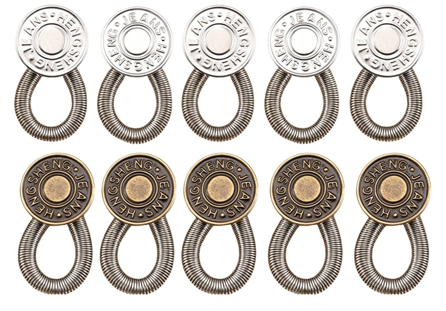 20 Pcs Premium Metal Button Extenders for Jeans & Pants - Easy Hook-On, Bronze Tone, Universal Fit, Instant Waist Expansion for Daily Wear (Sewing Accessories & Haberdashery)