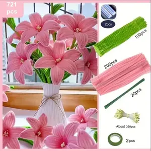 DIY Craft Kit for Pipe Cleaning, Lily Flower Twirly Stick Set, Perfect for Mother's Day, Graduation Gifts, Decorative Flowers, Valentine's Gift