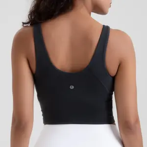 Colorfulkoala Dreamlux Womens Padded Sports Bra High Neck U-Back Workout Athletic Tank Top with Removable Cups