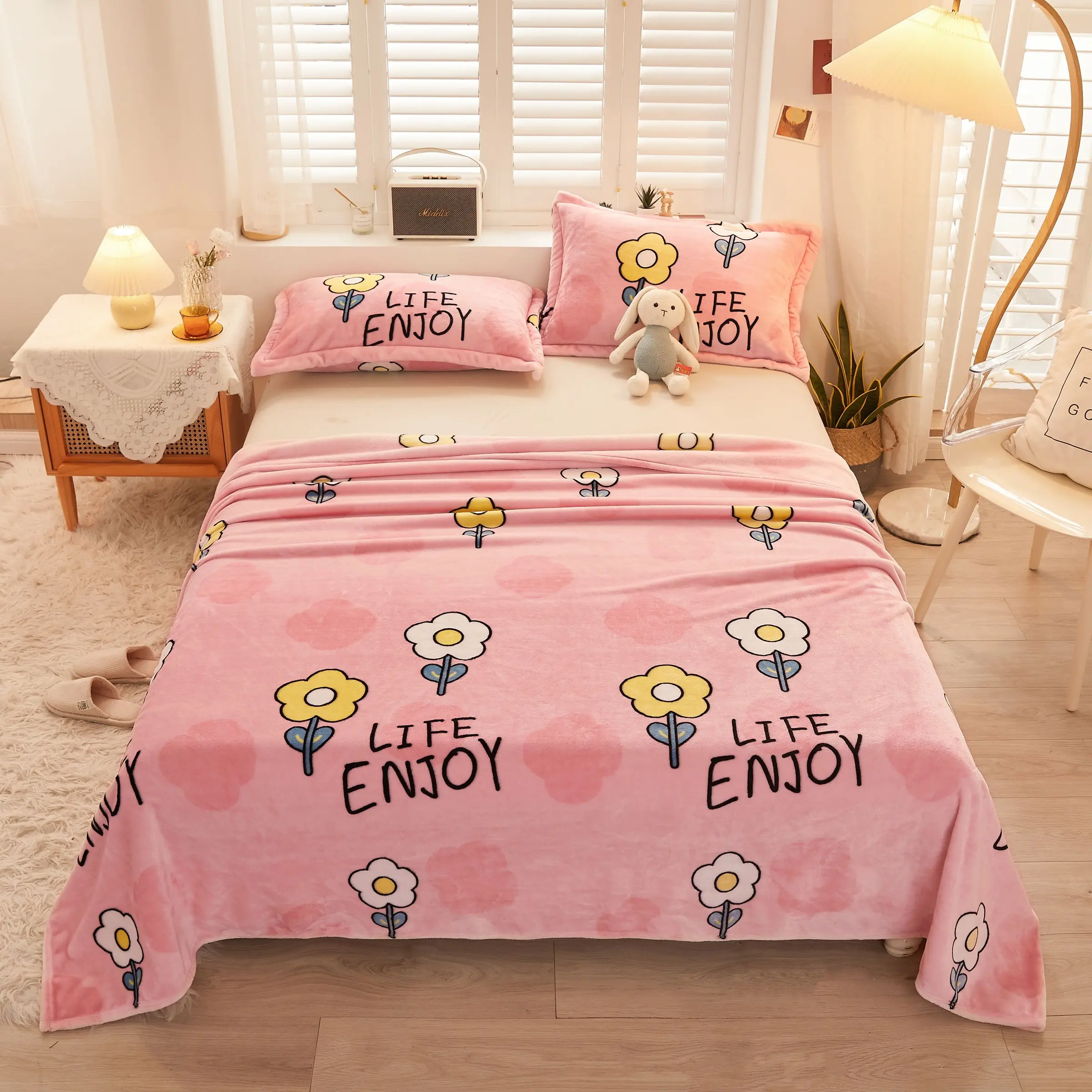 Ultra-Soft Coral Fleece Compressible Portable Blanket, Multiple Patterns Available, All-Season Home Movie Nap Blanket