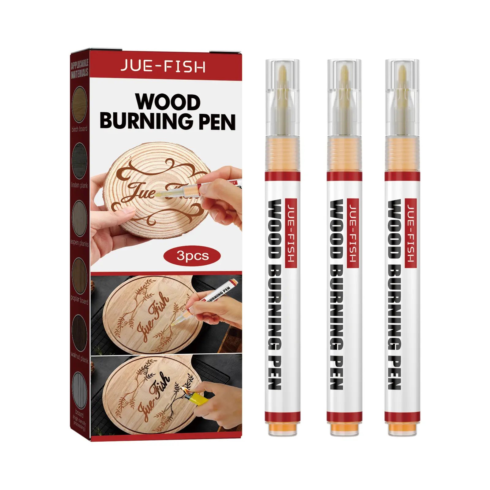 Wood Burning Brush Marker Set with Wood-Safe Ink, Flaxseed Oil-Infused, Easy-to-Use, No Ink Leakage, DIY Home Decor Branding Kit for Kids & DIY Enthusiasts