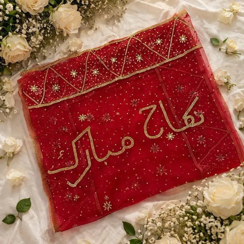 Elegant Afghan Handcrafted Shawl – Premium Red Design ️