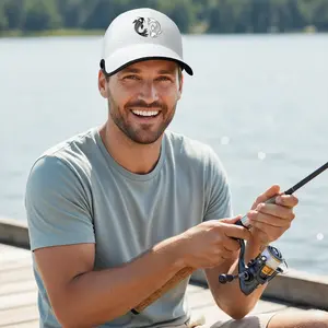 1 Pcs Fishing Foldable Graphic Cap Retro Cute Two Fishes Adjustable Sun Protection Cap Breathable Quick Dry Althletic Hat Outdoor Activities Hiking Walking Clumbing Mountain Golf Trucker hats Birthday New Years Gifts Fisherman Cap