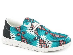 SALE!!  Women's Roper Blue Aztec 'HANG LOOSE' MOCCASINS SLIP ON SHOES