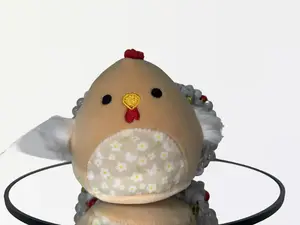 Chicken Little Squishmallow Kandi Cuff Soft Toy with Floral Pattern and Red Accents