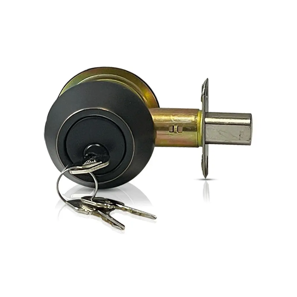 Double Cylinder Deadbolt Door Lock, Grade 3 Security, Oil Rubbed Bronze Durable Finish, SC1-KW1 Lock Cylinders, 2-3/8”-2-3/4” Adjustable Backset Door Hardware with Brass Keys