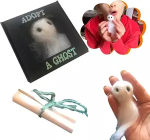 Adopt A Ghost in A Box, 2024 Halloween Decoration Pocket Ghost with A Tiny Scroll, Mini Plush Stuffed Ghost Doll, Creative for Ghost Stories, Spooky Movies