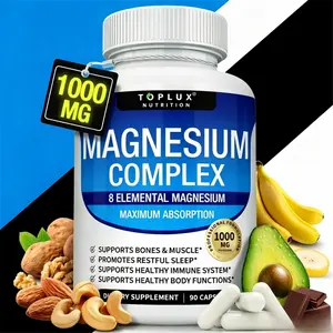 Multi-Source Magnesium Glycinate Blend 1000mg with Citrate Malate Taurate Easy Absorb Capsules Natural Healthcare Supplement for Muscle Recovery Bone Density Immune System Daily Wellness 90 Capsules Dietary Fitness Bathroom Edible Vitamin