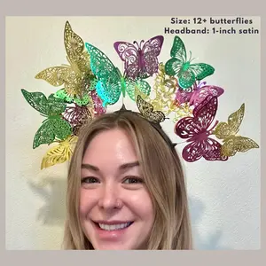 Mardi Gras Butterfly Crown – New Orleans Carnival Halo Crown – Fat Tuesday Headpiece