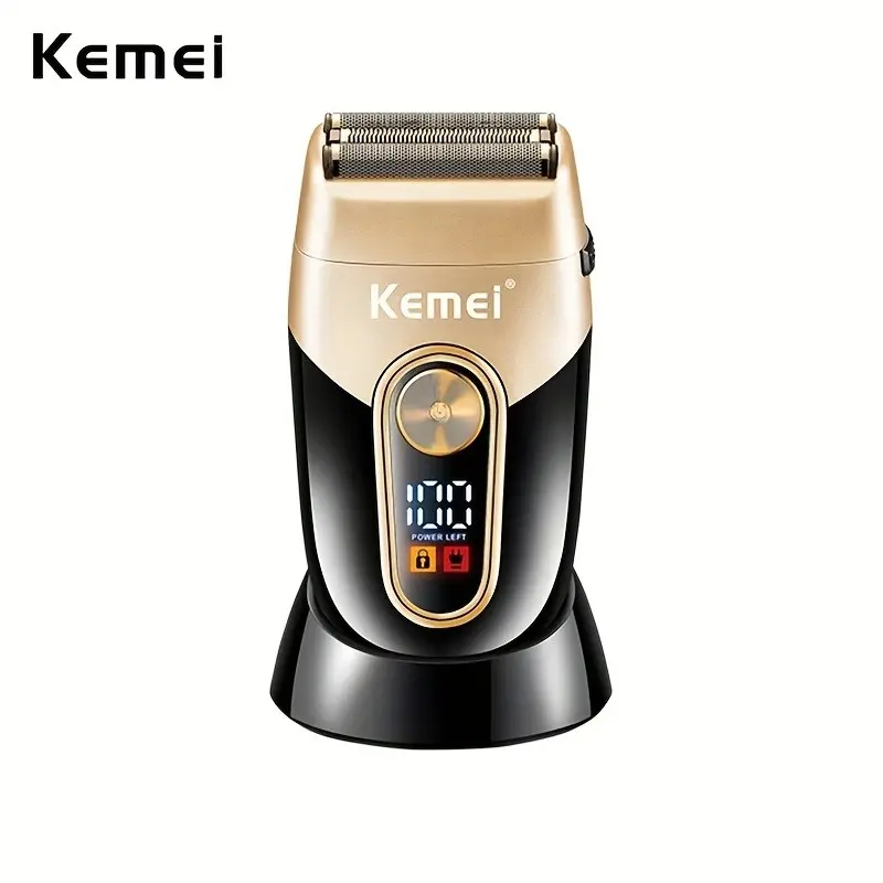 Kemei Rechargeable Barber Foil Shaver Shaper Finishing Blending Bald ...