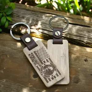 Trump 2024 Laser Engraved Wooden Keychain