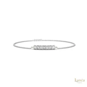 0.60 CT Princess Cut Bar Lab Diamond Bracelet | Lab Grown | 14K Gold & Platinum