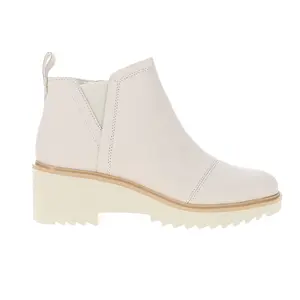 TOMS Womens Maude Zippered  Casual Boots Ankle Mid Heel 2-3" - Off White