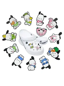 12pcs Cute Pachy Dog Series PVC Shoe Charms for Casual Shoes, Fits Slippers & Sandals, DIY Fashion Decor, Perfect Gift for Friends