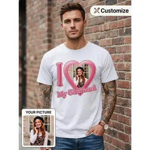 Men's Custom Photo T-Shirt Personalized with Your Own Picture & Text - DIY Replacement Suitable for Valentine's Gifts, Anniversary, Birthday Breathable Crew Neck Tee Boyfriend, Husband, Matching Outfi