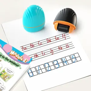 Rolling Stamp Set for Kids, 4-Line Grid Stamps for Classroom Elementary School Homework, Practice Standard Letters & Numbers, School Supplies