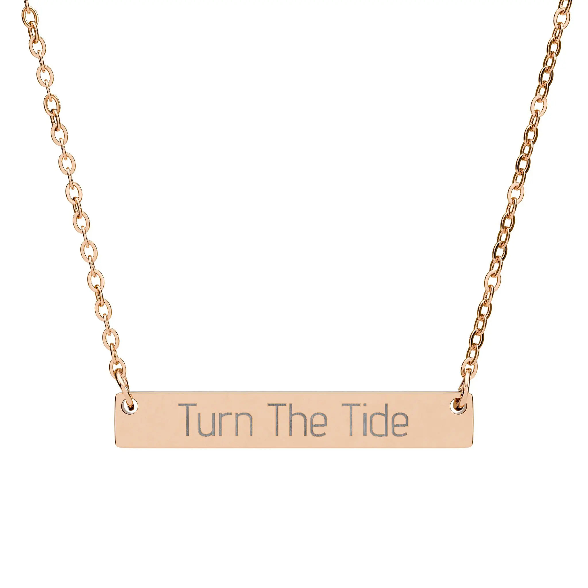 Turn The Tide Horizontal Bar Necklace | Engraved Name Plate