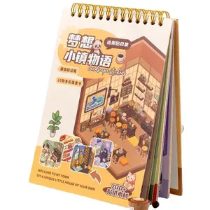 Dream Town Story Series Craft Sticker Book, 20 Sheets/book Scrapbooking & Journal Making Material Paper, Diy Decorative Sticker for Stationery & Water Bottle & Laptop, Art Stickers