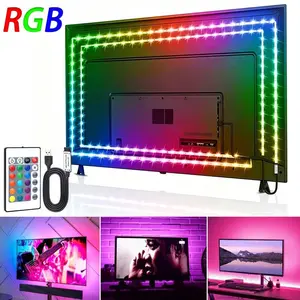 1PC RGB LED TV Backlight Strip, 24-Key Remote, Adjustable Brightness, Dynamic Mode, 39.37-590.55 Inches, Ideal for Gaming Room and Home Decor