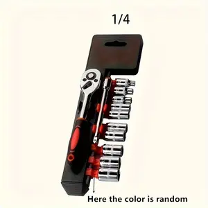 Ratchet Socket Wrench Set, 12pcs/set 1/4" Two-way Quick Release Ratchet Socket Wrench Set, Steel Torx Head Socket Wrench Set for Easy Repair and Maintenance, Ratcheting Wrench Set