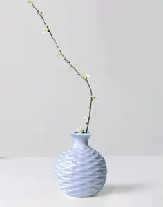 GeLive Flower Arrangement Ikebana Bud Vase Hydroponics Macaron Colorful Ceramic Decorative Vase (Blue)