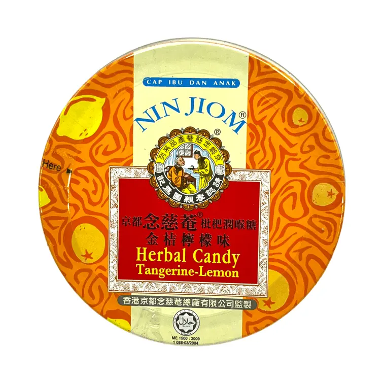 Nin Jiom Tangerine Lemon Herbal Candies - 60g Clean Everyday Herbal Blend Sweet Treat, Botanical Extracts Hard Boiled Candy, Oral Freshening Tangy Fruit Snack for All Ages, Citrus Zest