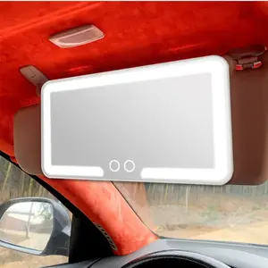 Rechargeable LED Car Makeup Mirror, Dimmable Touchscreen Sun Visor Vanity Mirror, Auto Mirror with Brightness Control, Boujee Car Interior Accessories, Aesthetic Travel Essential for Women