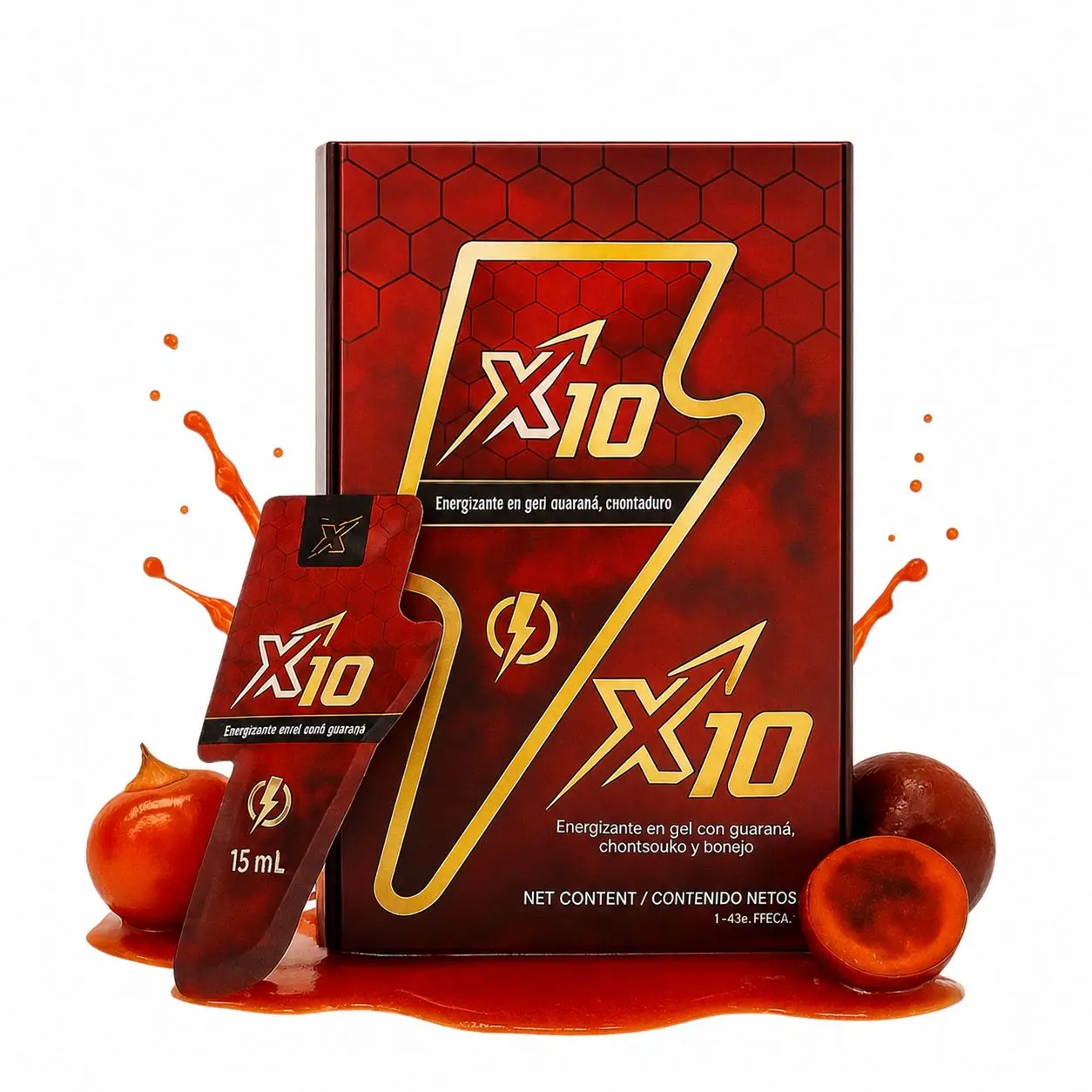 X10 Natural Energy Shot 7 Pack x 15 ml | Gurana Energy Drink | Functional Beverage with Borojo & Chontaduro