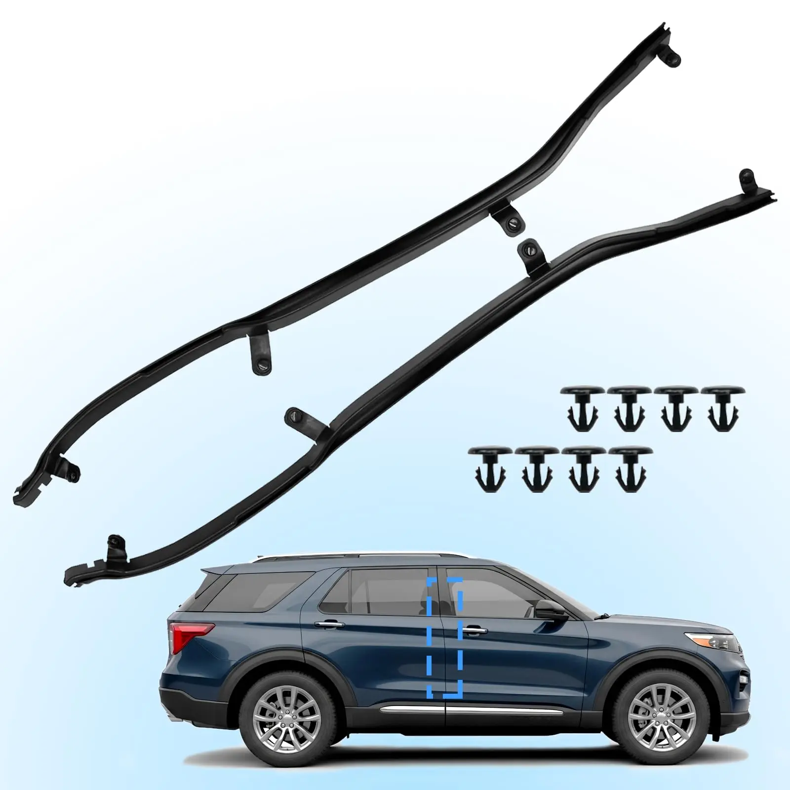 Rear Door & Front Weatherstrip Seal Set (LH+RH) for Ford Explorer 2011-2019, Automotive Exterior Accessory, Part Number BB53-7825333-AG car rubber auto Car Door Protector