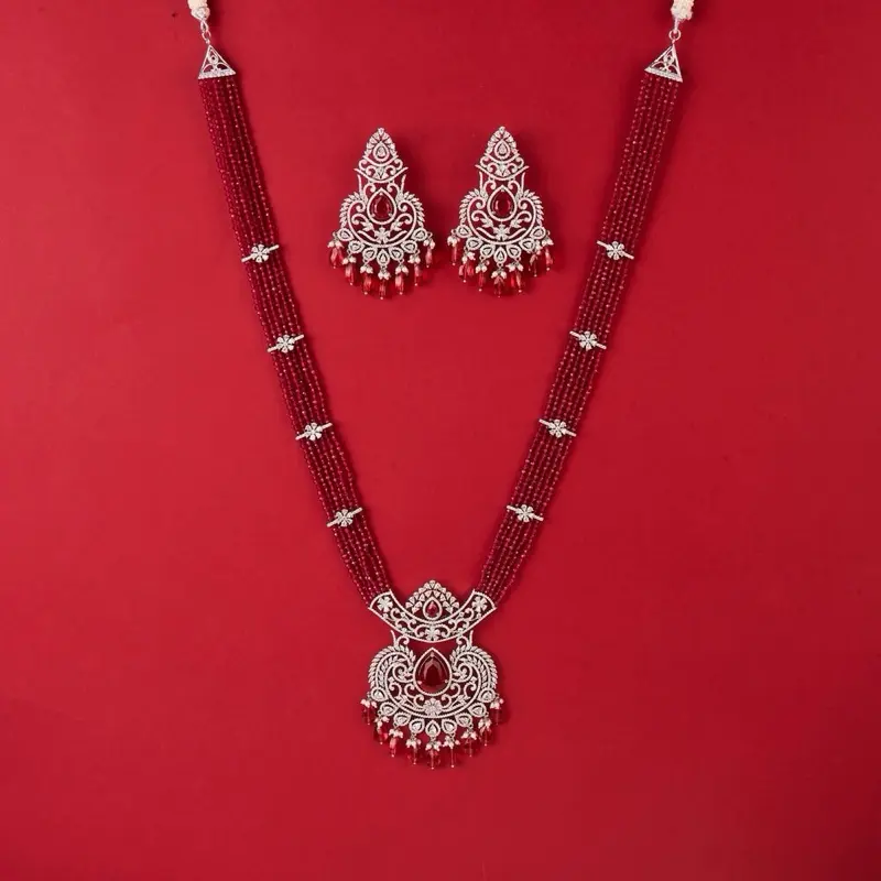 CZ Classic Pendant set with Rhodium Plating