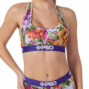 PSD Women's Tapestry Meltdown Racerback Sports Bra - Comfortable, Breathable, Ultra-light Fabric, Izabela Guedes Inspired