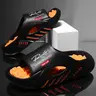 Men's Cloud Cushion Massage Platform Slippers - Chunky Thick-Soled Non-Slip Lightweight EVA Slip-On Athletic Casual Flat Quick-Dry Shoes for Gym, Bathroom, Indoor-Outdoor Summer Footwear
