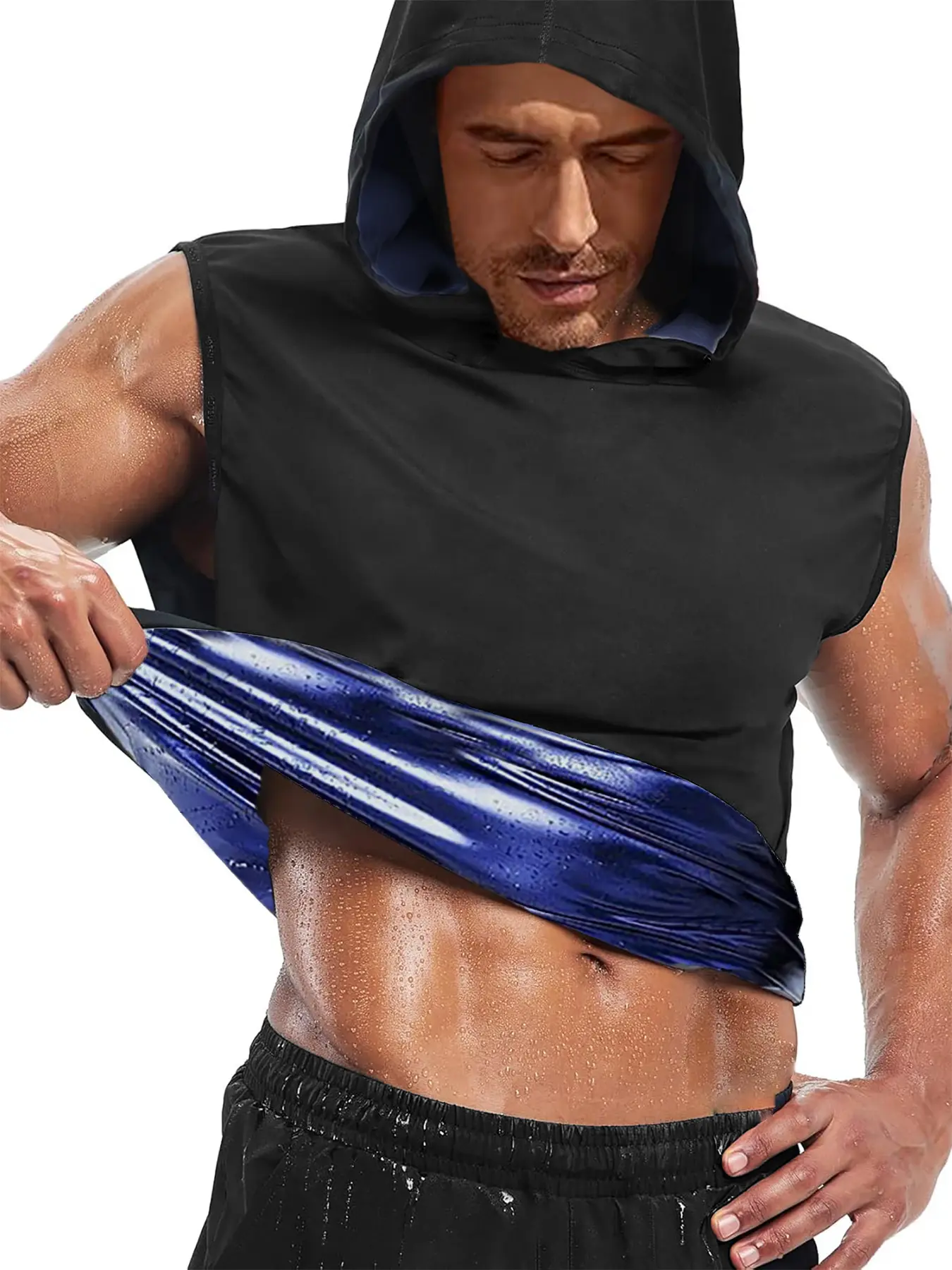 Men's Sauna Shirt for Workouts, Heat Trapping Sleeveless Gym Vest, Casual Plain Design, All-Season Fitness Apparel, Workout Tops