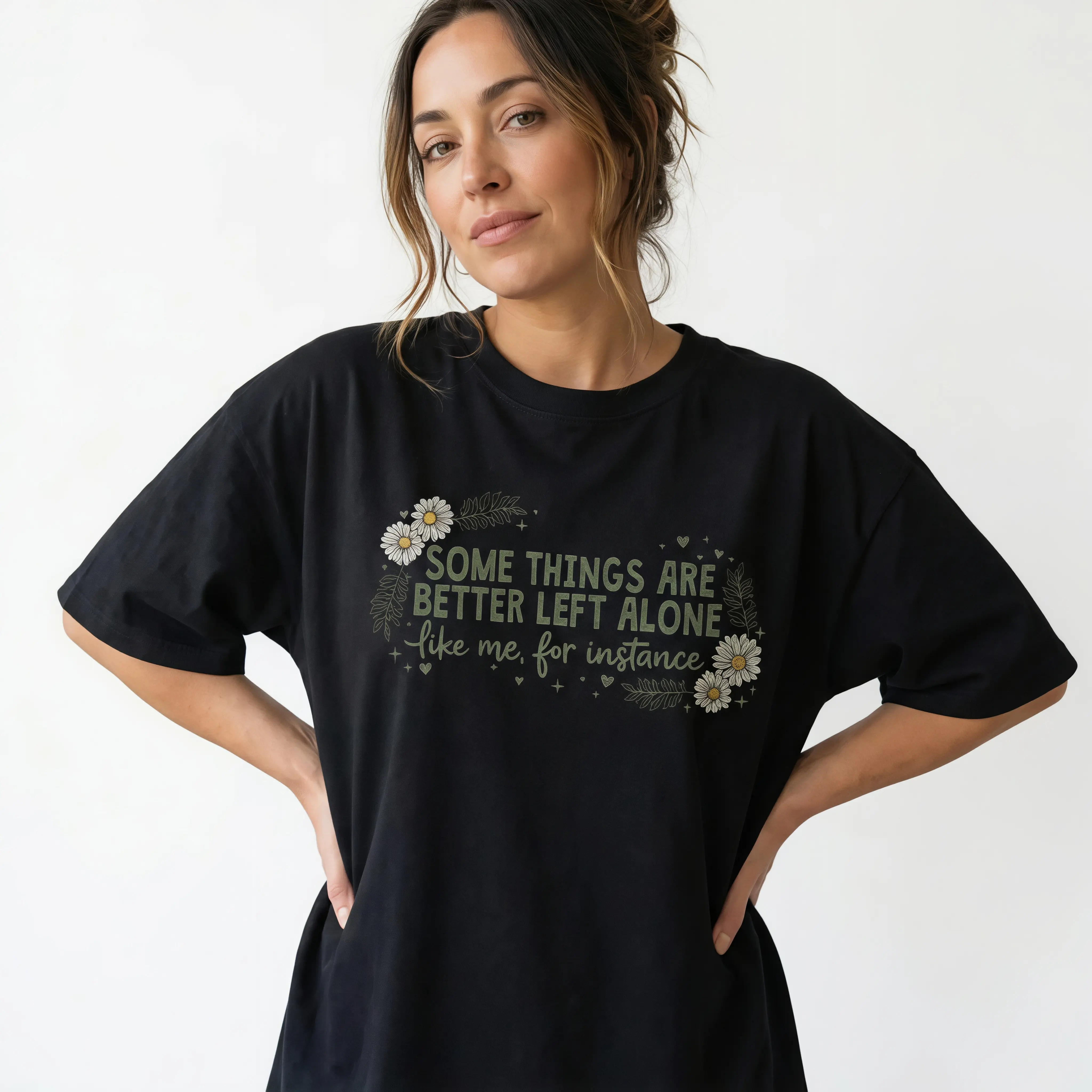 Funny Introvert Shirt Women Plus Size Sarcastic Floral Graphic Tee