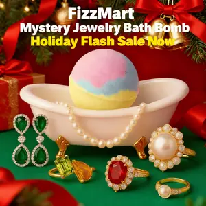 FizzMart Jewelry Mystery Ball – Melt to Reveal a Premium Ring, Earrings, Necklace, or Bracelet | Stress-Relief Bath Bomb, Surprise Holiday Gift for Her