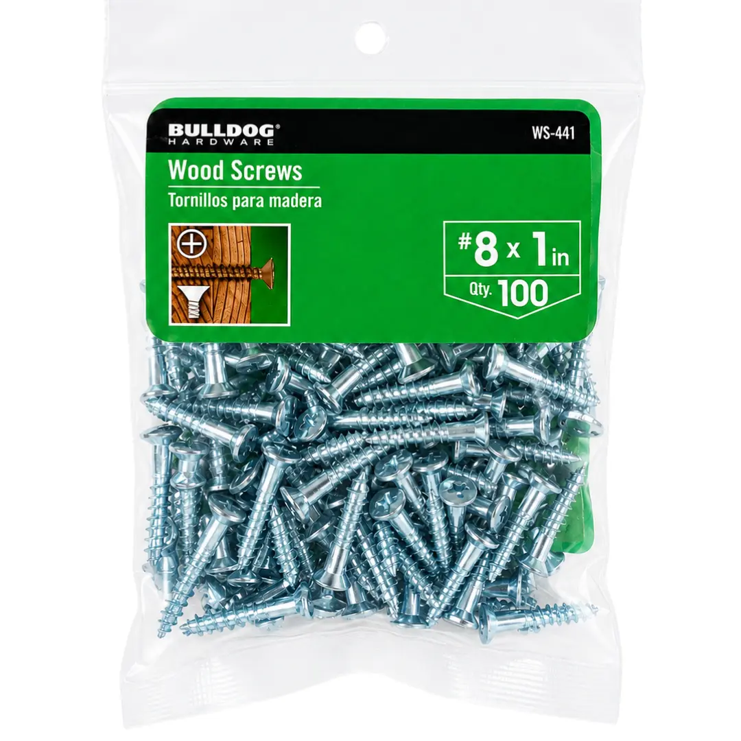 Wood Screws #8 x 1 Inch, Phillips Drive, Silver Metal Screws for Wood Projects, General Repairs, DIY, Carpentry & Home Improvement, 100 Pack