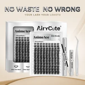 AnimeAce | AiryCute MangaMagic Collection | Upgrade U Lashes with Ultra-Dense, Waterproof, Long-Lasting Lashes | Fashion Wet Look | Beginner Friendly DIY Lashes For a Flawless, Voluminous Look | Trendy & Must-Have Clusters