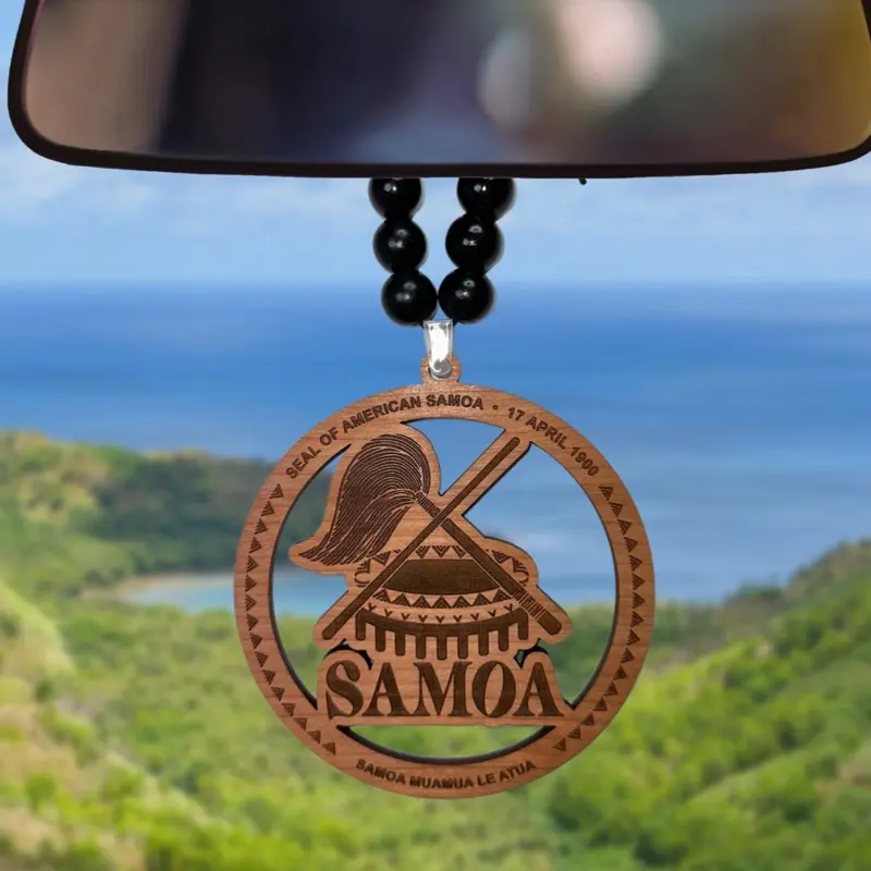 American Samoa Ornament - 1/4 Inch Thick Wood Cherry Hickory Mahogany Unfinished 4-5 Inches Long Side Stylish Accessory