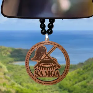 American Samoa Ornament - 1/4 Inch Thick Wood Cherry Hickory Mahogany Unfinished 4-5 Inches Long Side Stylish Accessory