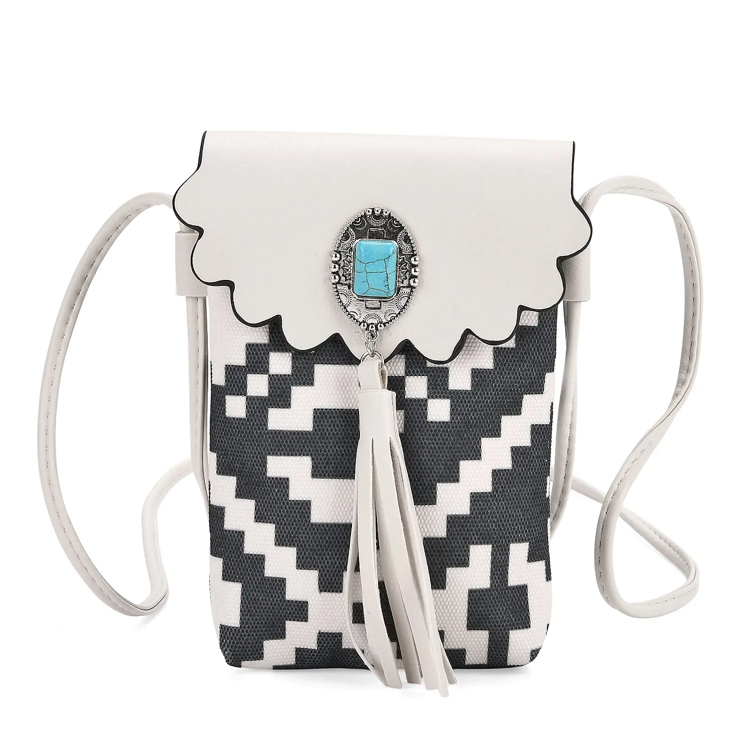 White Rhombus Linear Tassel