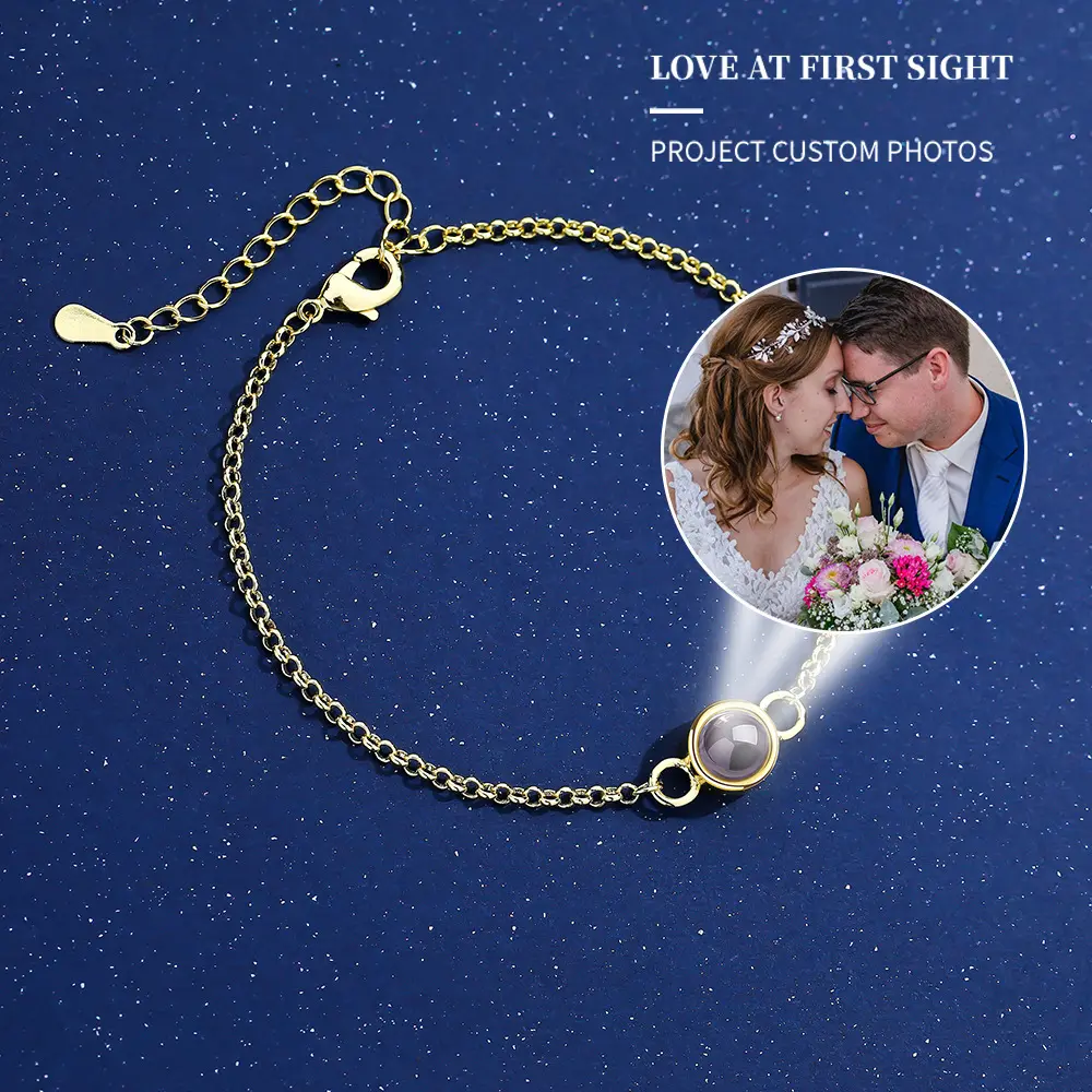 Personalized Couples Bracelet Set with Photo Projection, Custom Text/Img Copper Jewelry, Unisex Adjustable Rope Band, Engagement Gift, Bangles, Daily, Love, Family