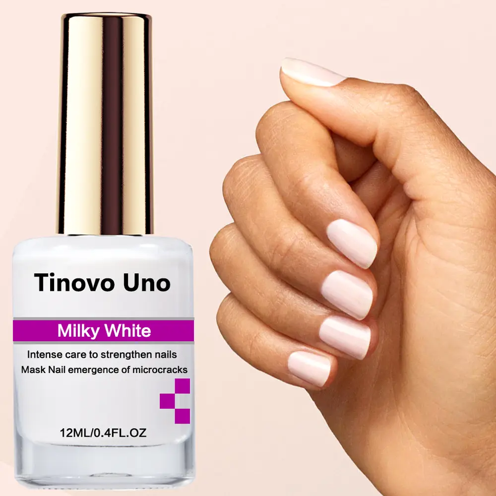 Tinovo Uno 'Milky White'-12ml Nail Care Liquid, Nail Strengthener, Nail Hardener For Damaged Nails, Nail Repair Solution, Enriched With Keratin, Vitamins, Repairs Damaged Nails, Makes Nails Harder, For Nail Art Enthusiasts